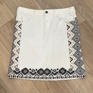 Pilcro and the Letterpress denim embroidered skirt